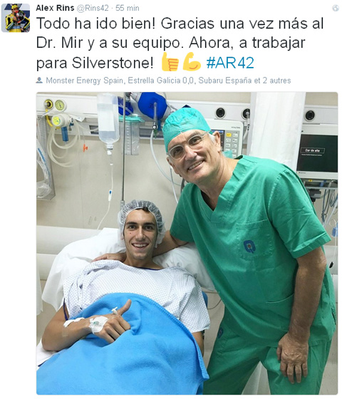 Opéré de la clavicule, Alex Rins compte bien rouler à Silverstone