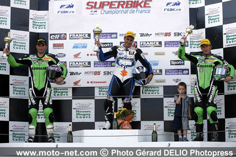  Superbike : Guillaume Dietrich 1er, Erwan Nigon 2ème et Gwen Giabbani 3ème - Sixième épreuve du Championnat de France Superbike 2008 à Magny-Cours