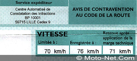 71 km/h retenu au lieu de 70...