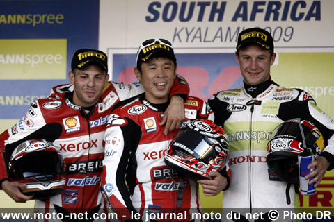 Noriyuki Haga 1er, Michel Fabrizio 2ème et Jonathan Rea 3ème - Mondial Superbike Afrique du Sud 2009 : Quadruplé de Ducati Xerox à Kyalami !