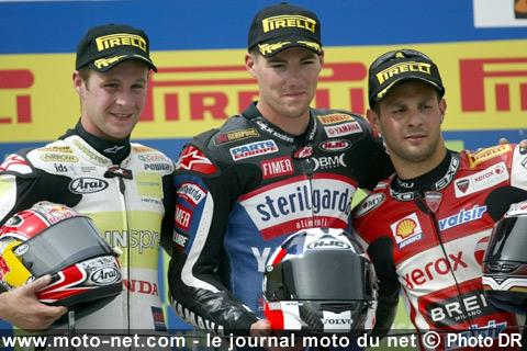 Ben Spies 1er, Michel Fabrizio 2ème (oui, à droite !) et Jonathan Rea 3ème - Mondial Superbike États-Unis 2009 : Ben Spies réagit à Salt Lake City !