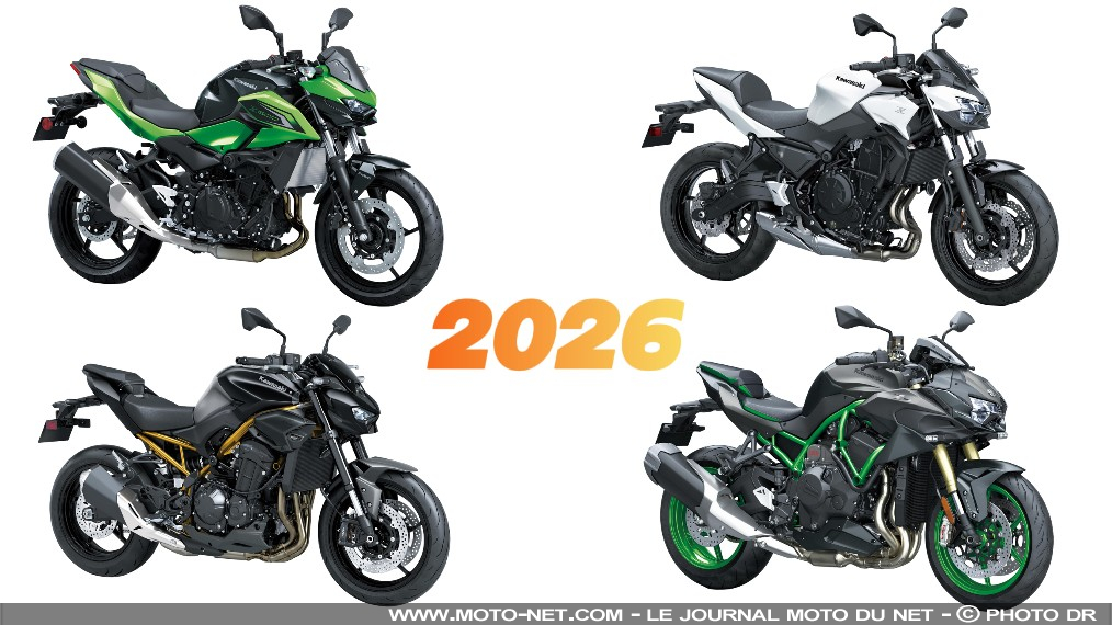 Les nouveaux coloris 2026 des Kawasaki Z500, Z650, Z900 et Z H2