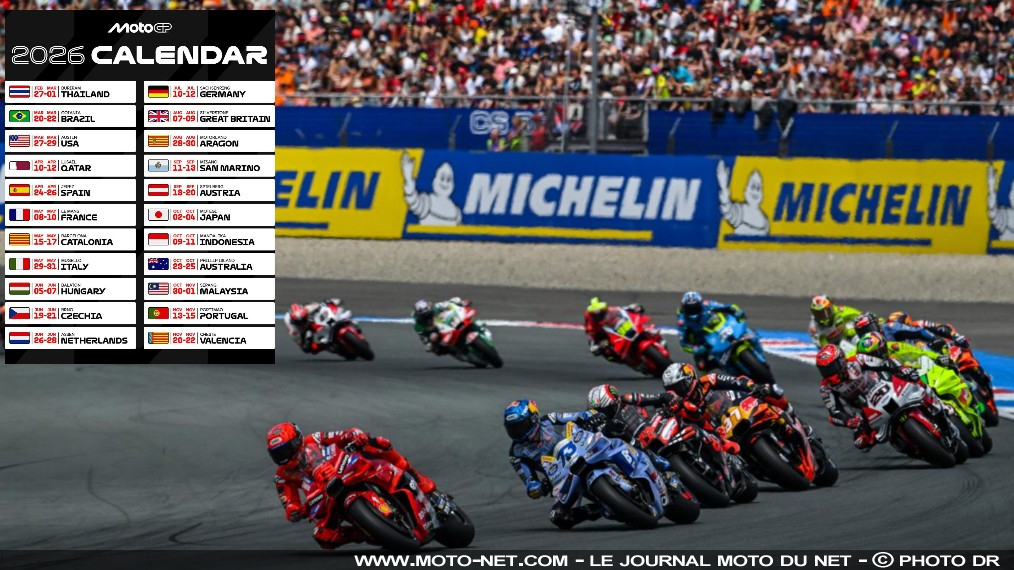 Calendrier provisoire des Grands Prix MotoGP 2026 Calendrier provisoire des Grands Prix MotoGP 2026