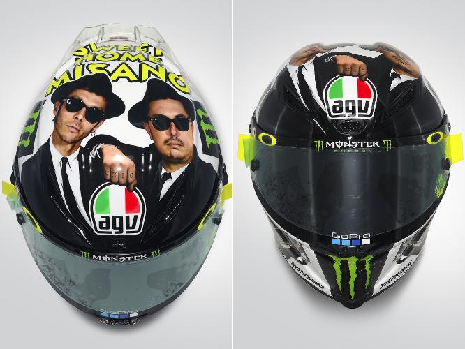 Les Blues Brothers sur le casque de Rossi à Misano