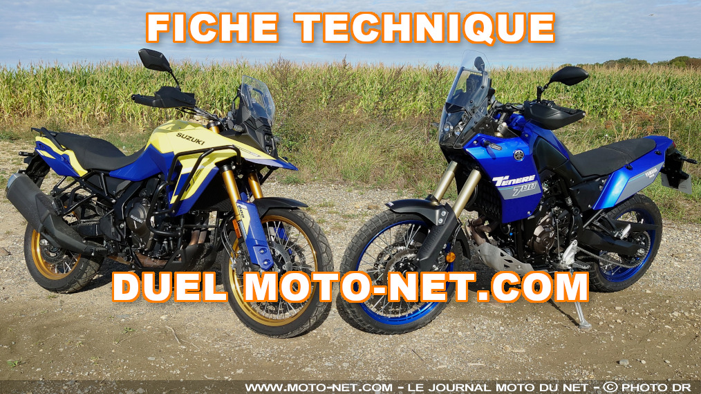 Fiche technique motos Suzuki V-Strom 800 DE Vs Yamaha Ténéré 700