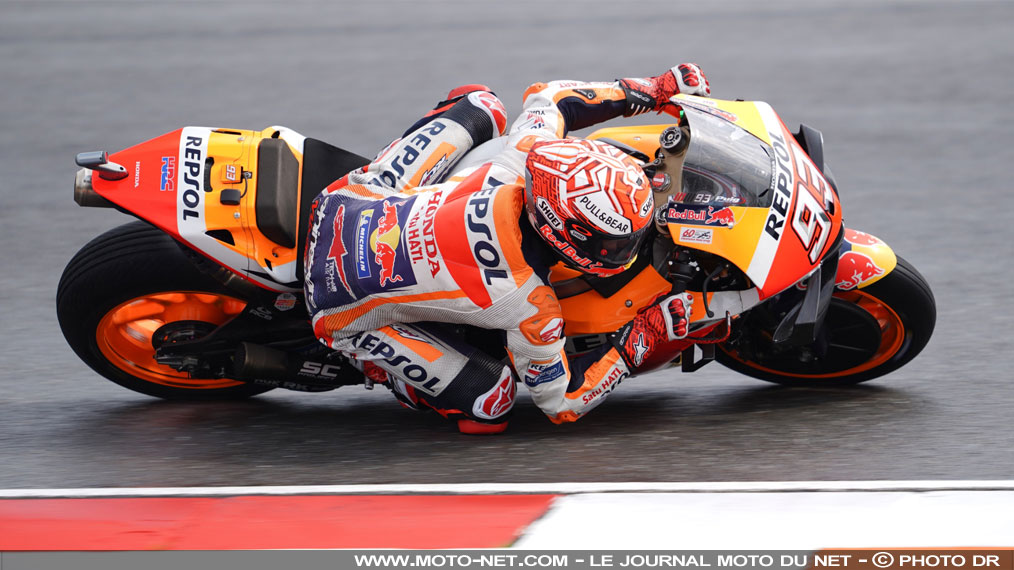 Marquez reprend l'avantage sur piste mouillée en essais FP3