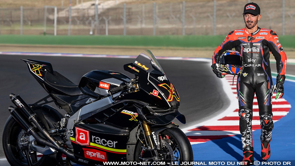 Aprilia et Biaggi se lâchent avec leur moto sportive RSV4 X ex3ma